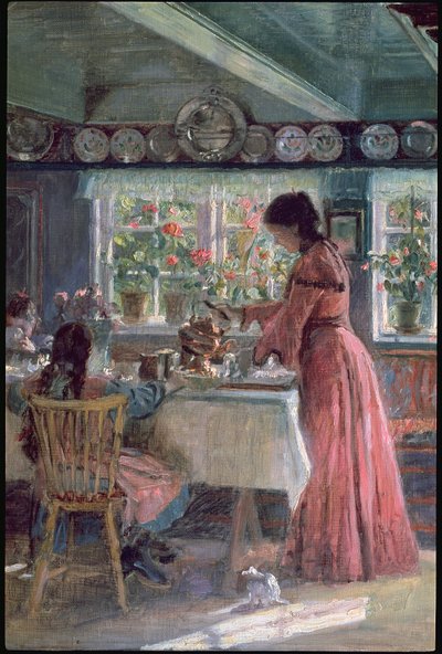 Het inschenken van de ochtendkoffie, 1906 door Laurits Regner Tuxen